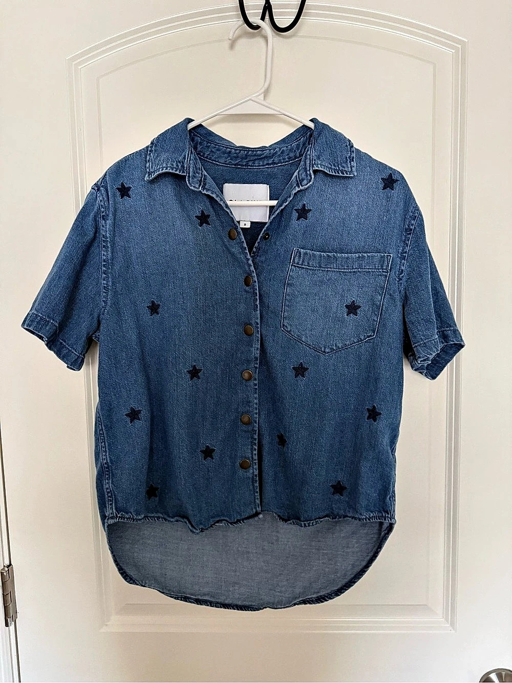 Lola River Denim Star Button Down Shirt Size Small